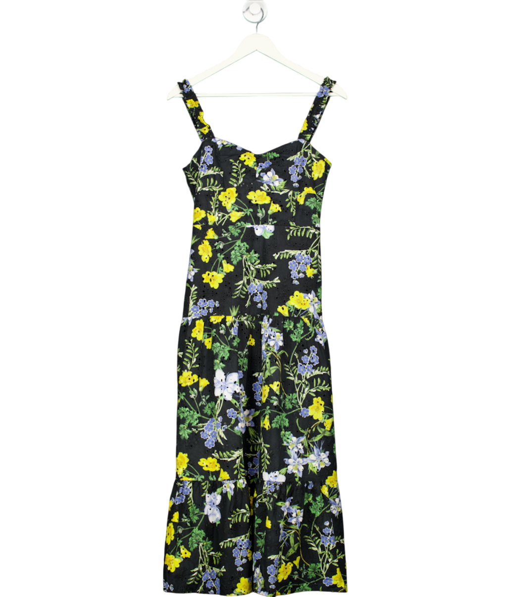 ZARA Black Strappy Floral Midi Dress UK S