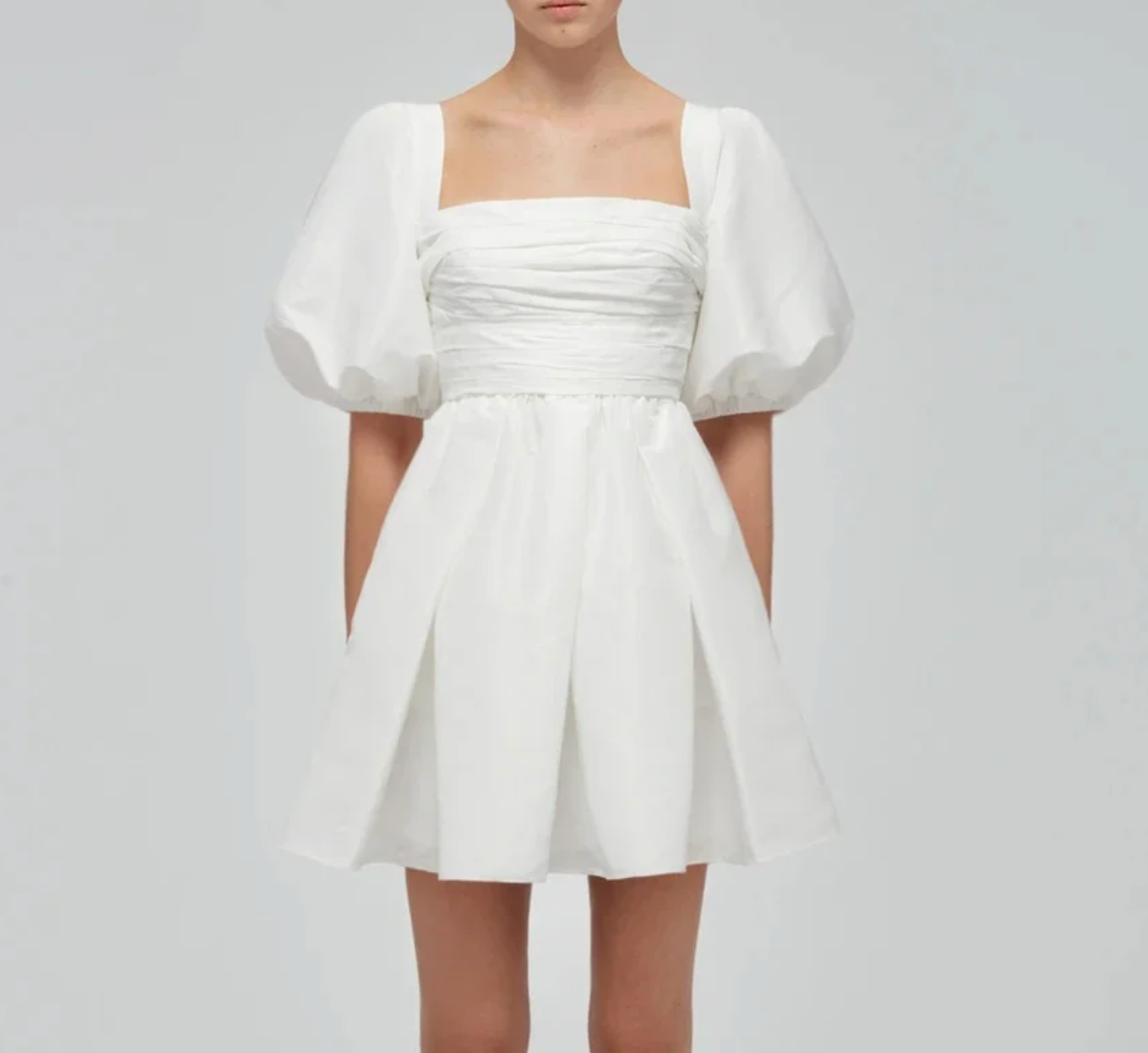 Self Portrait White Taffeta Puff Sleeve Mini UK 6