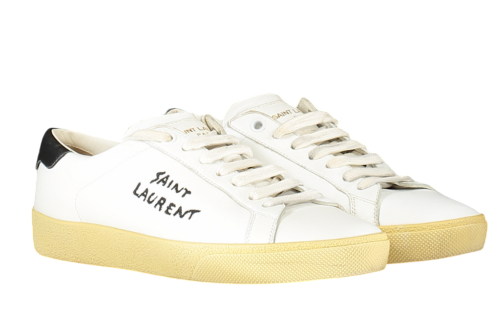 Saint Laurent White Court Classic Logo-embroidered Leather Trainers UK 2 EU 35 👠
