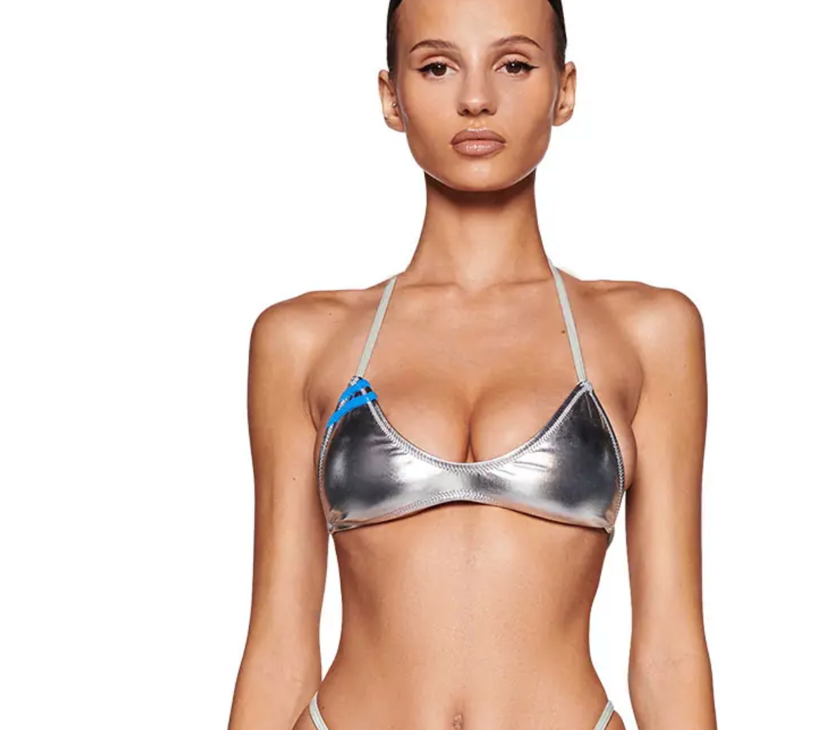 I.AM.GIA Metallic Silver 2-piece Bikini  - Top UK S & Holly Shorts UK XS