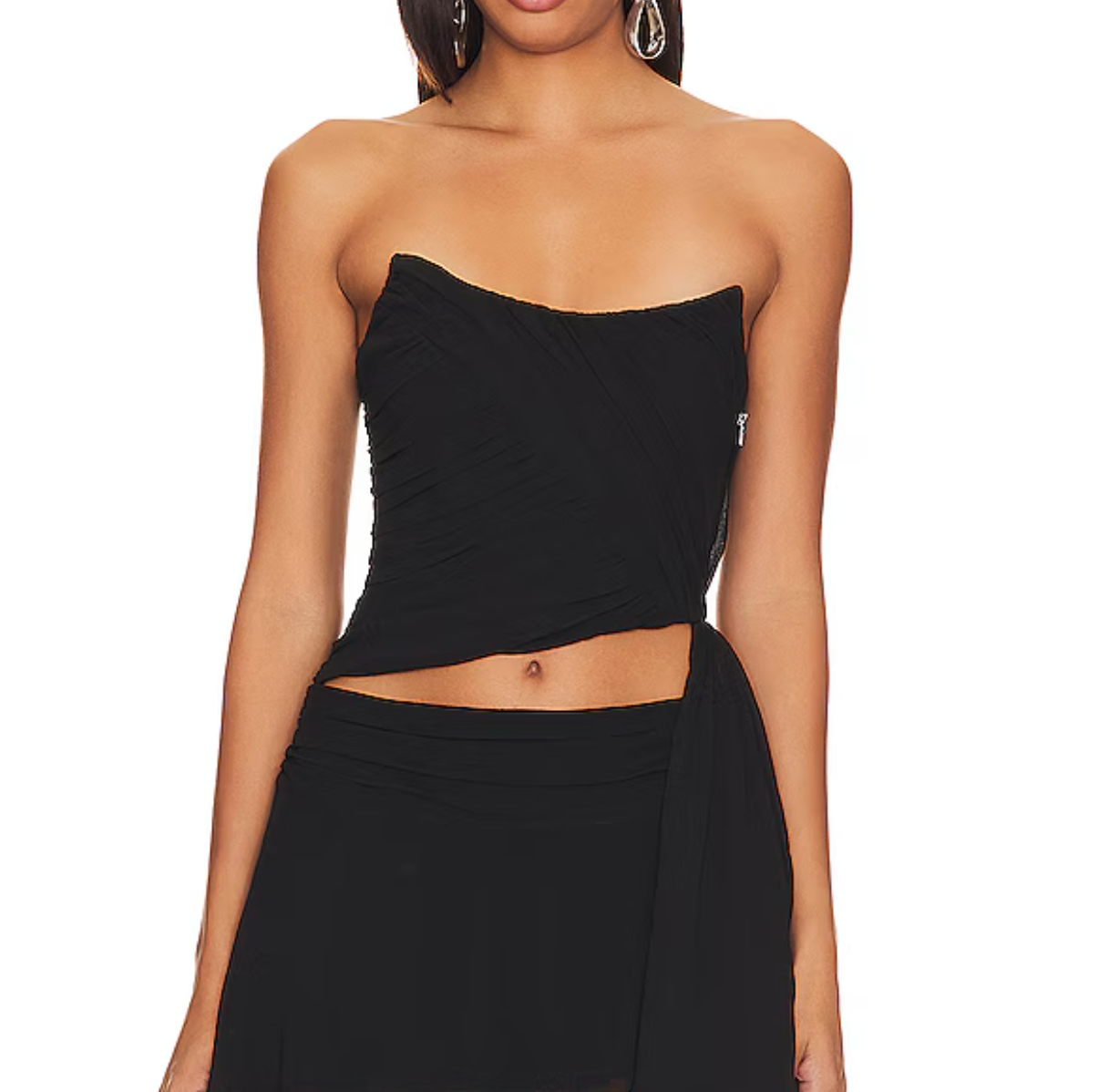 NBD Black Eemeli Pleated corset Top UK S