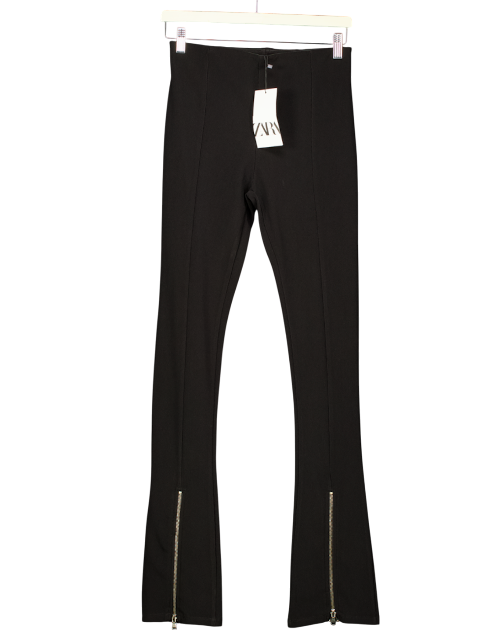 ZARA Black Flared Elastic Waist Trousers UK M