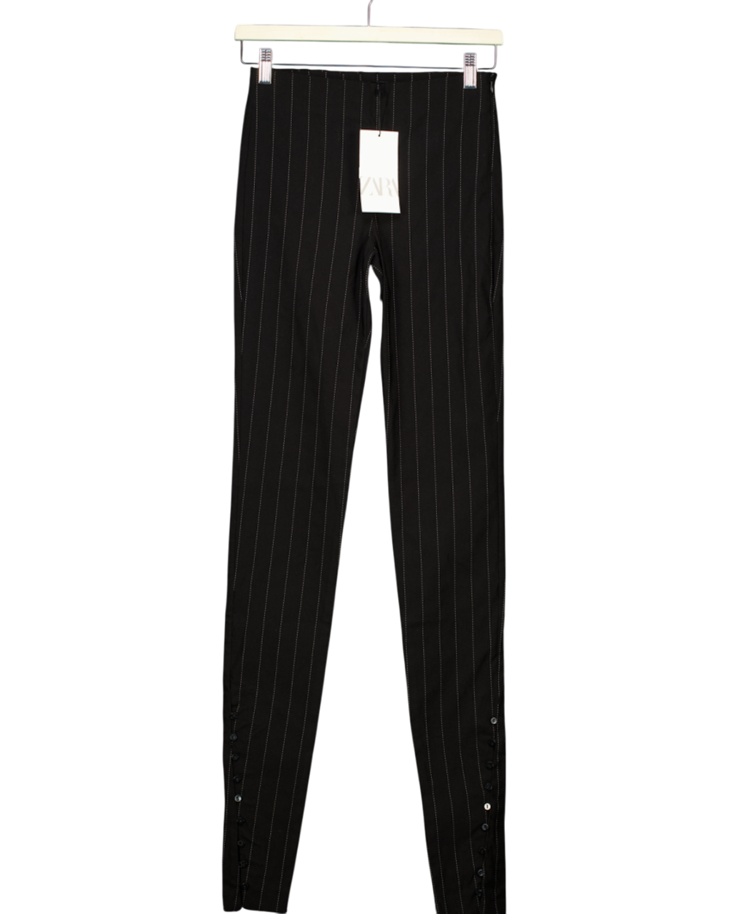 ZARA Black Tailored Pin-Striped Trousers UK XS