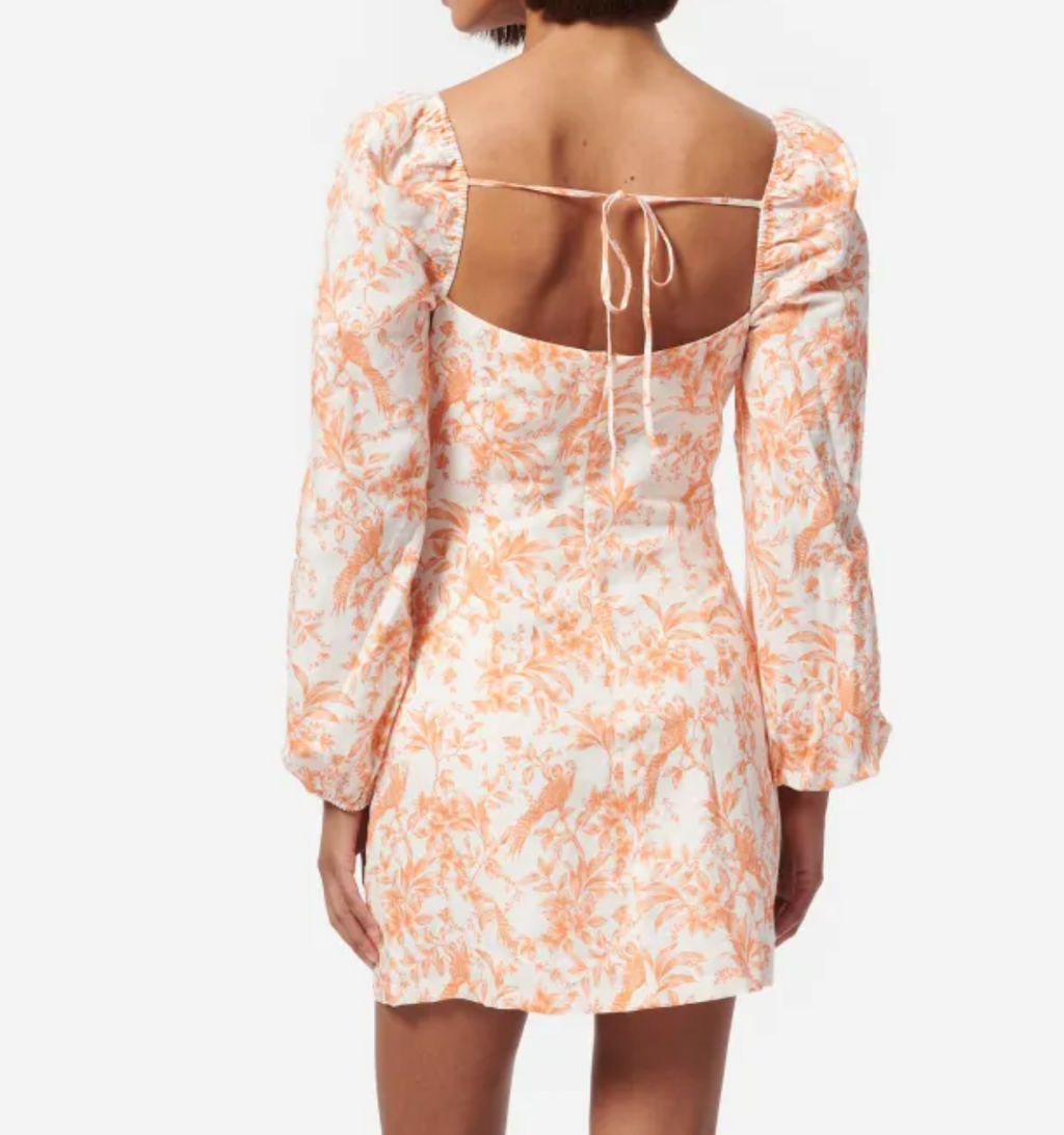 CAMI NYC Papaya Toile Long Sleeve Mini Dress UK XS