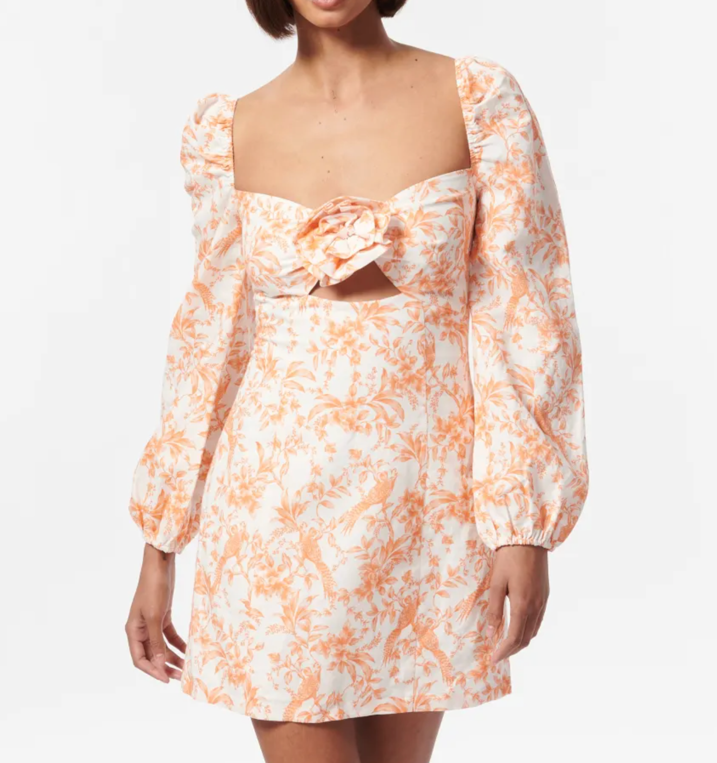 CAMI NYC Papaya Toile Long Sleeve Mini Dress UK XS