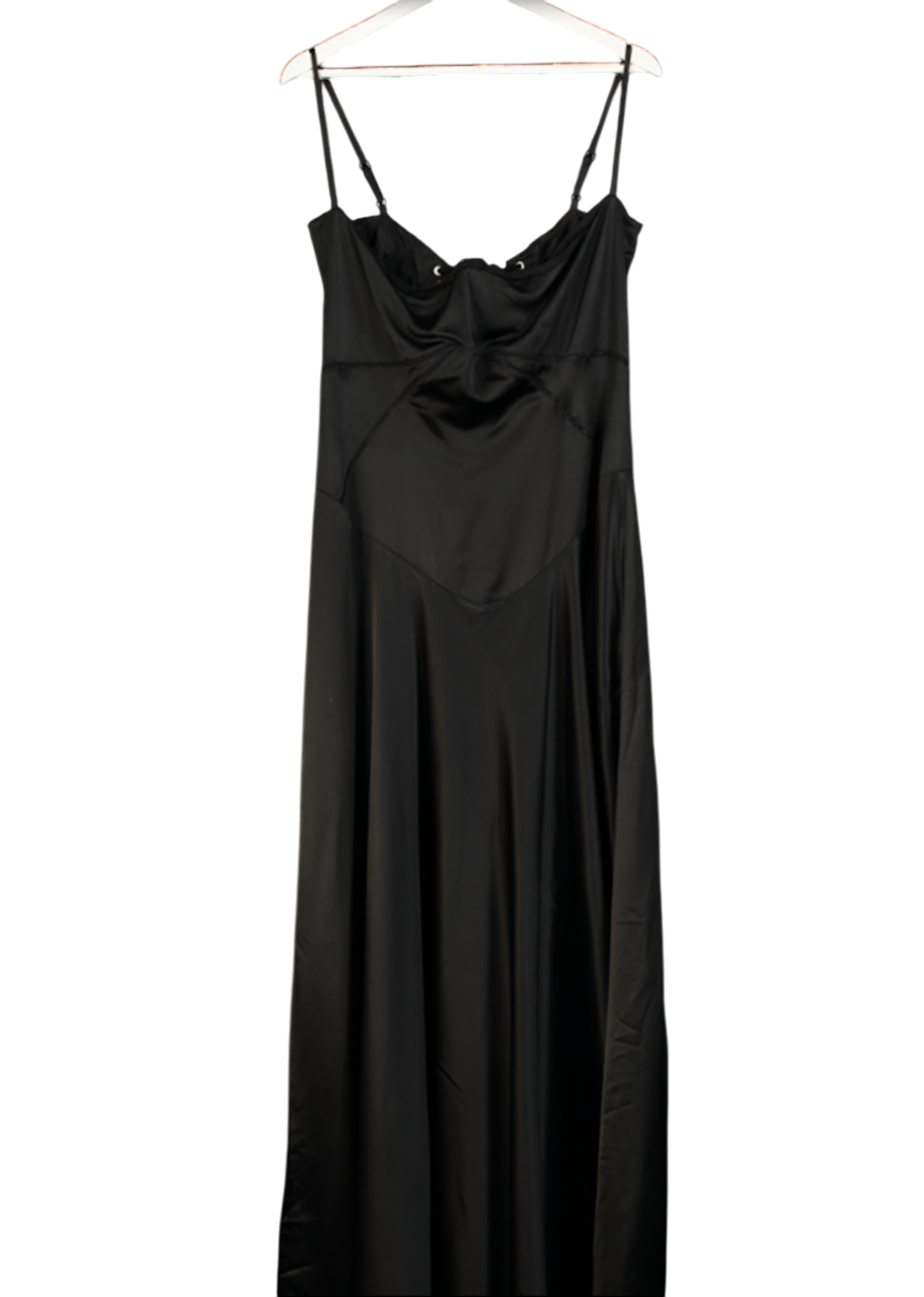House of CB Black Anabella Satin Maxi Dress Plus Cup UK L
