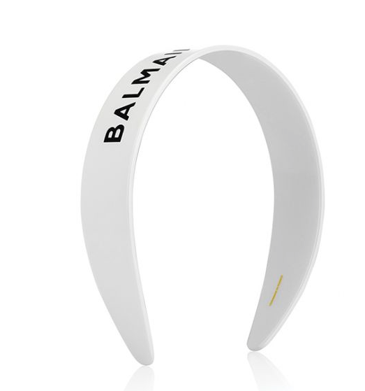 Balmain White Limited Edition Acetate Logo Headband One Size