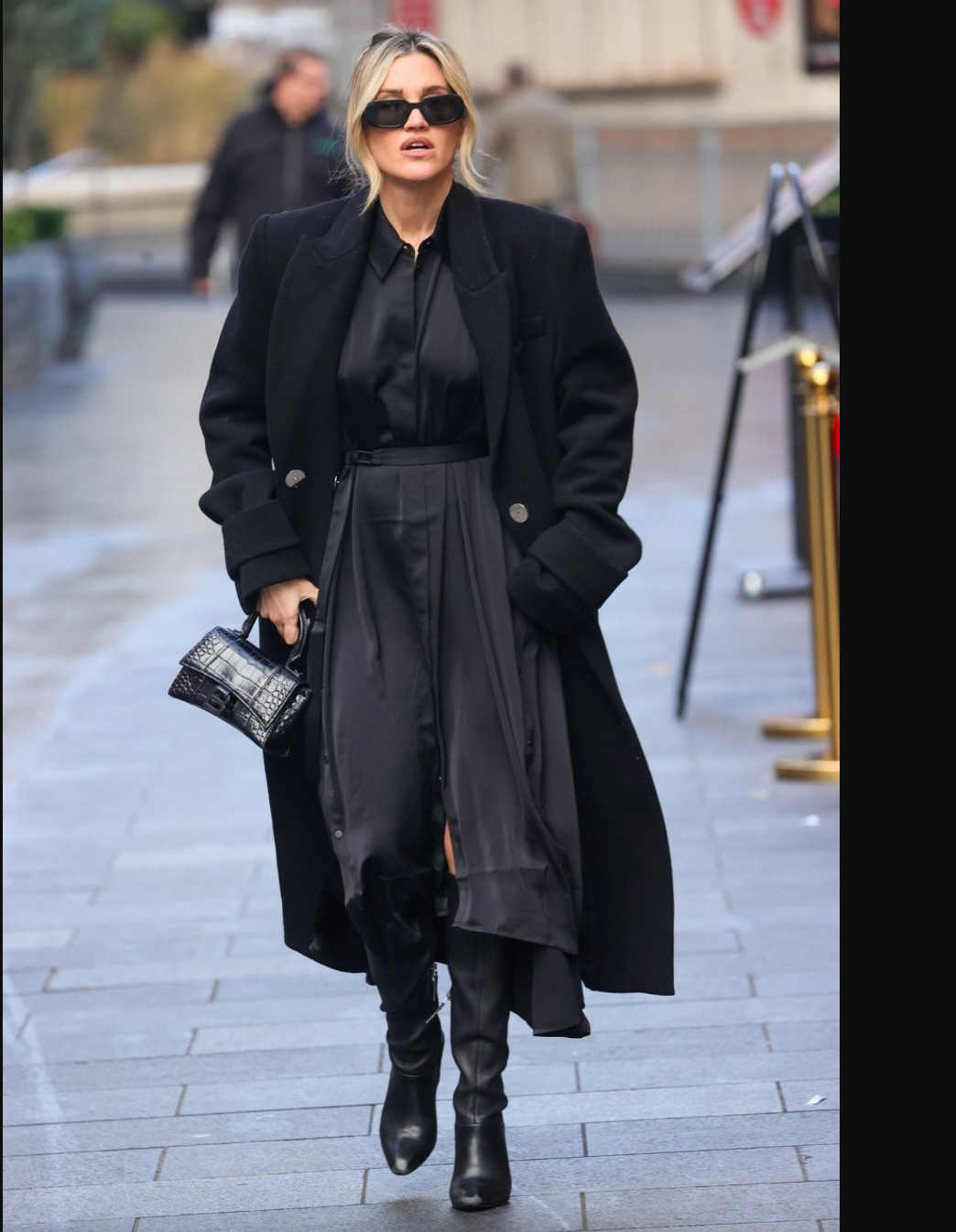 All Saints Black Lexi Satin Midi Dress UK 6