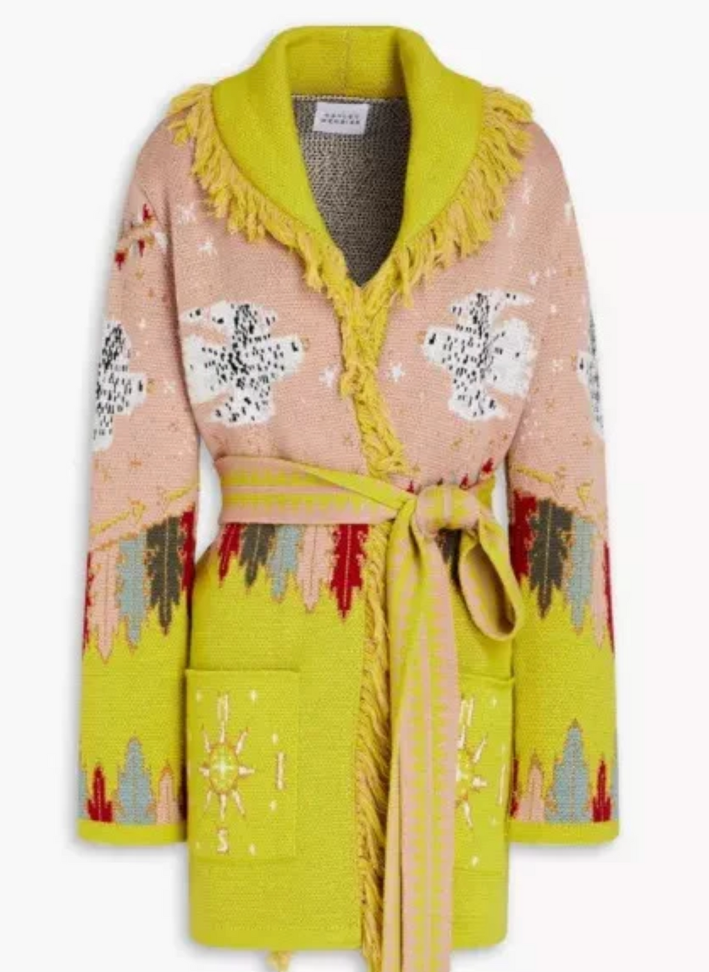 Hayley Menzies Pink / Yellow The Drifters Wool Belted Cardigan UK XS