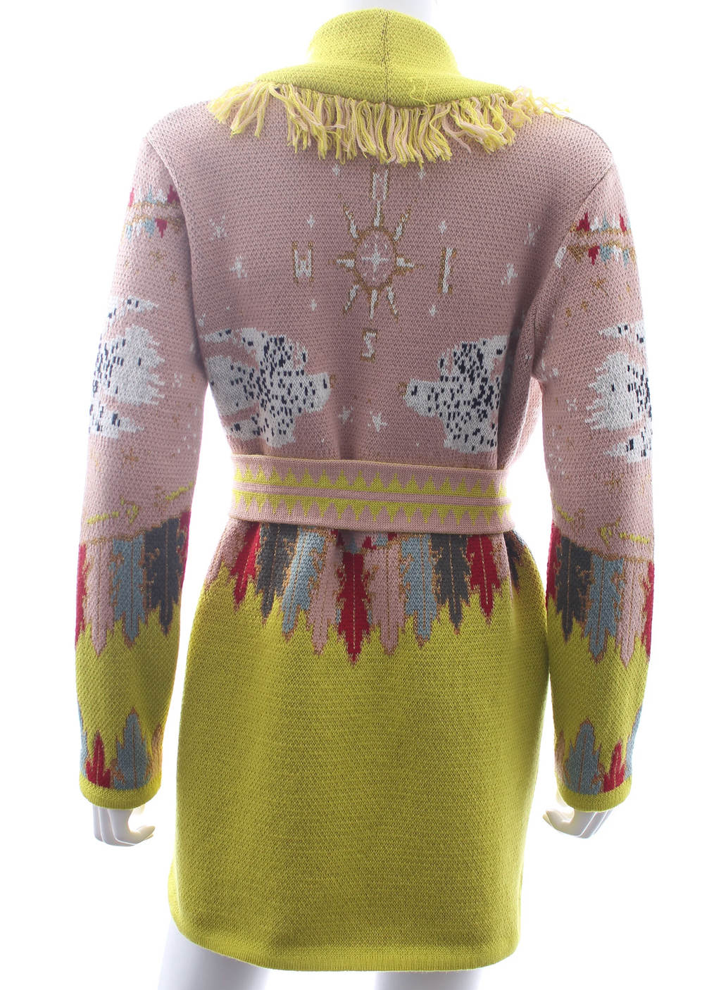 Hayley Menzies Pink / Yellow The Drifters Wool Belted Cardigan UK XS