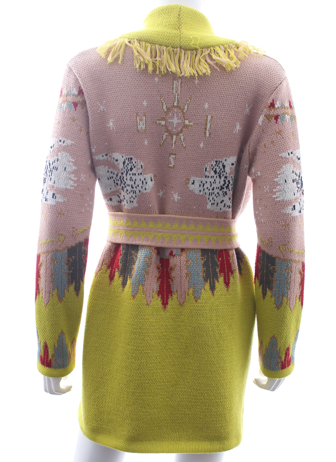 Hayley Menzies Pink / Yellow The Drifters Wool Belted Cardigan UK XS