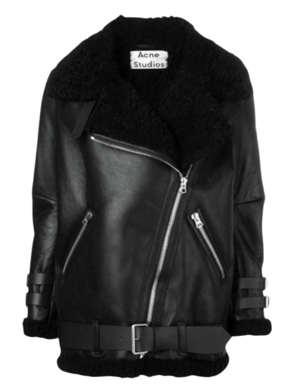 Acne Studios Iconic Oversize Black Velocite Shearling Jacket UK 4