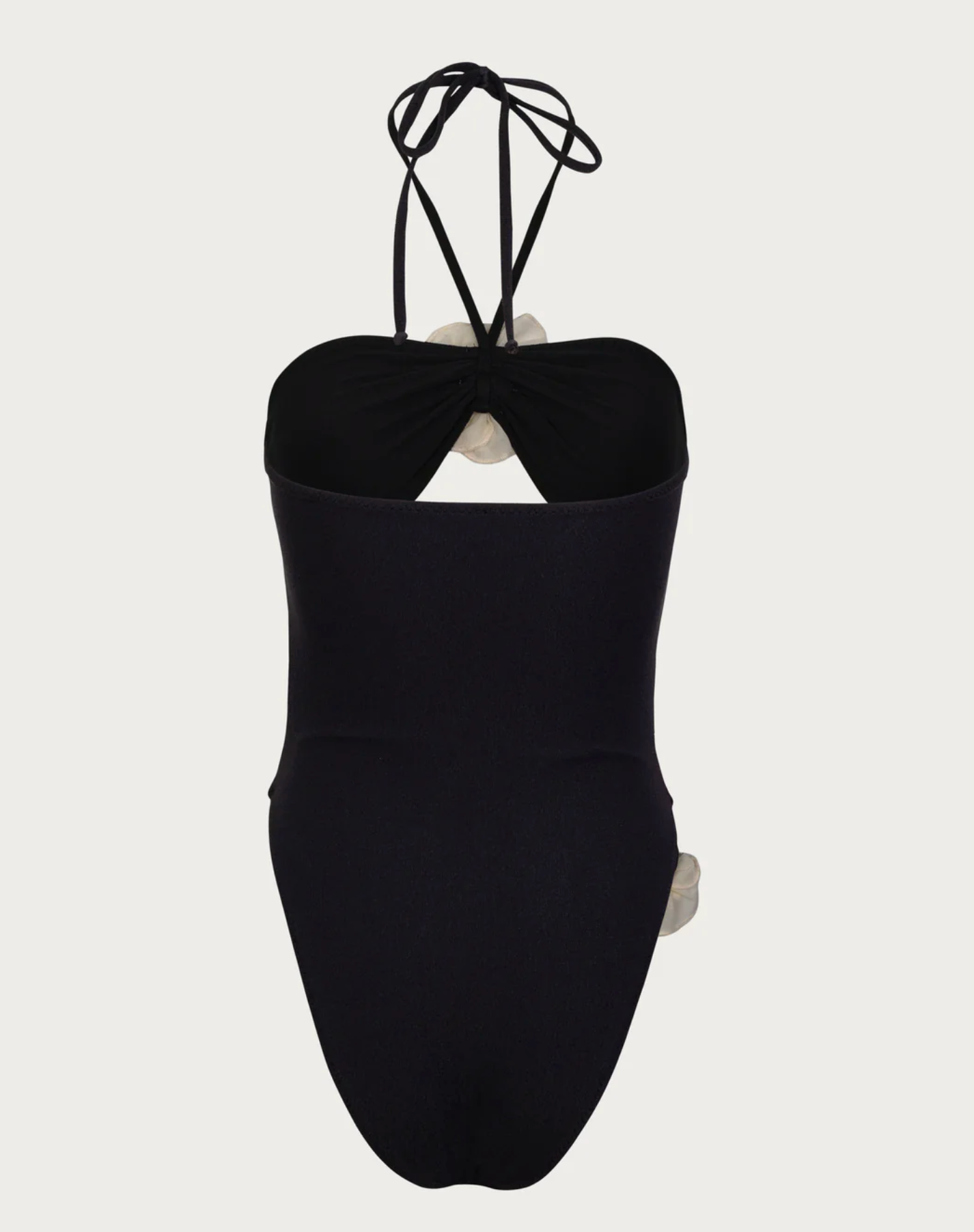 SAME Los Angeles Black Rose Cut Out One Piece Swimsuit Black/cream UK S