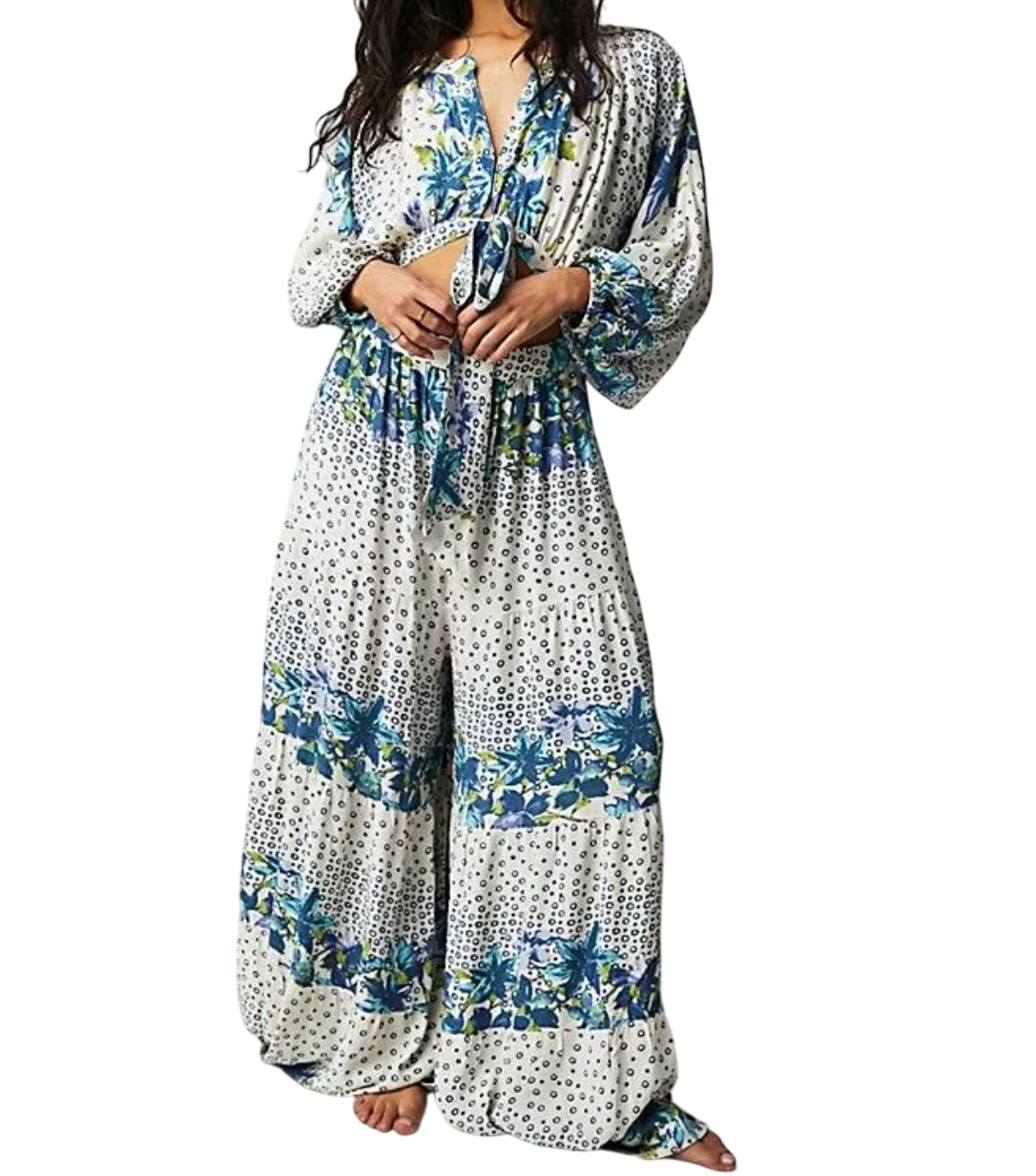 Free People White Floral Open Back Maxi Jumpsuit UK XL