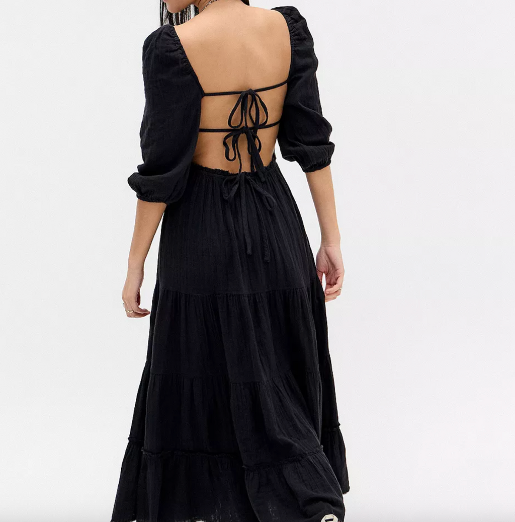 Urban Outfitters Black Violetta Maxi Dress UK M