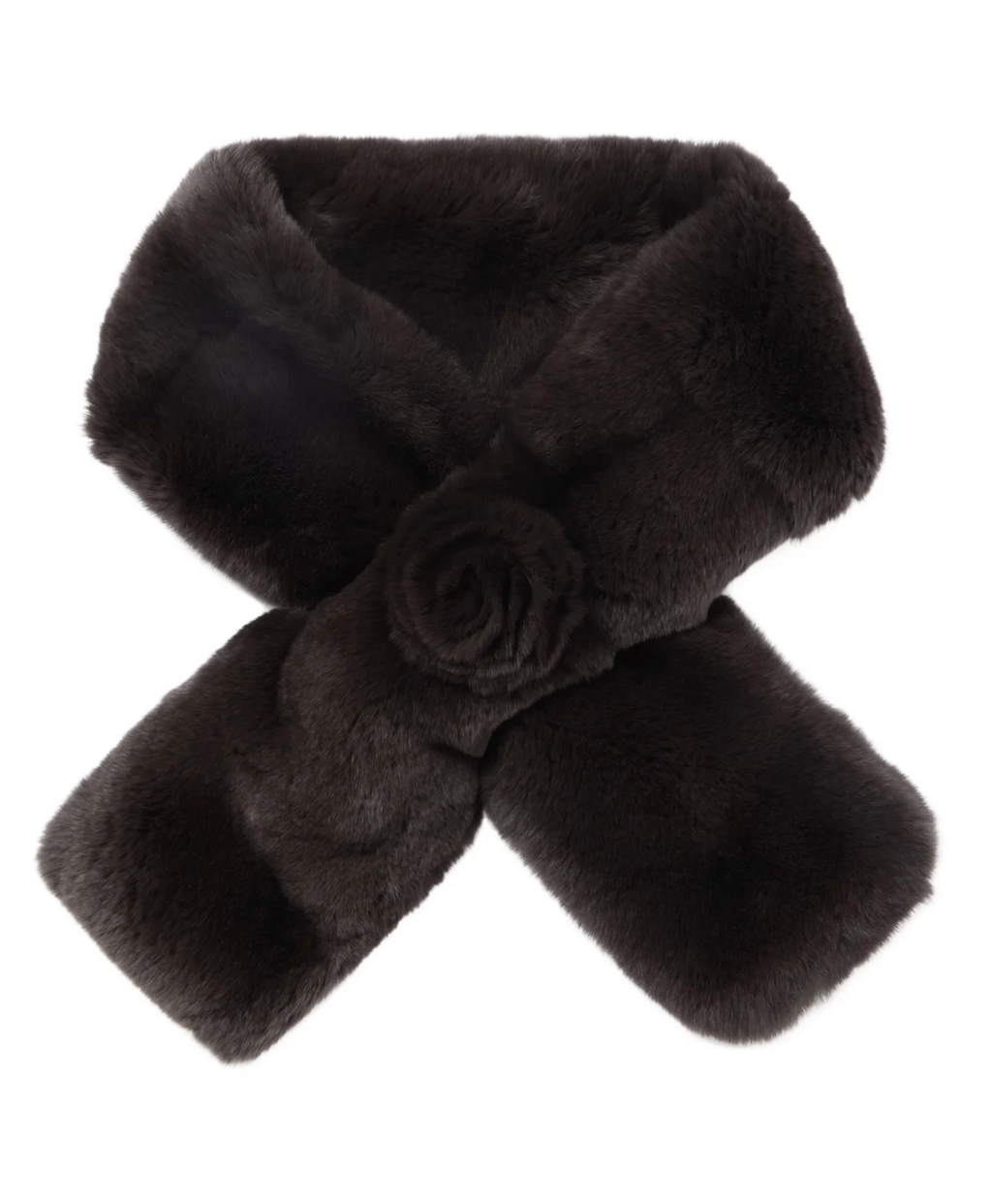 n.peal Brown Luxury Deep Pile Rex Fur Neck Warmer