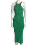 CALLE DEL MAR Green Scoop Neck Ribbed Knit Midi Dress UK S