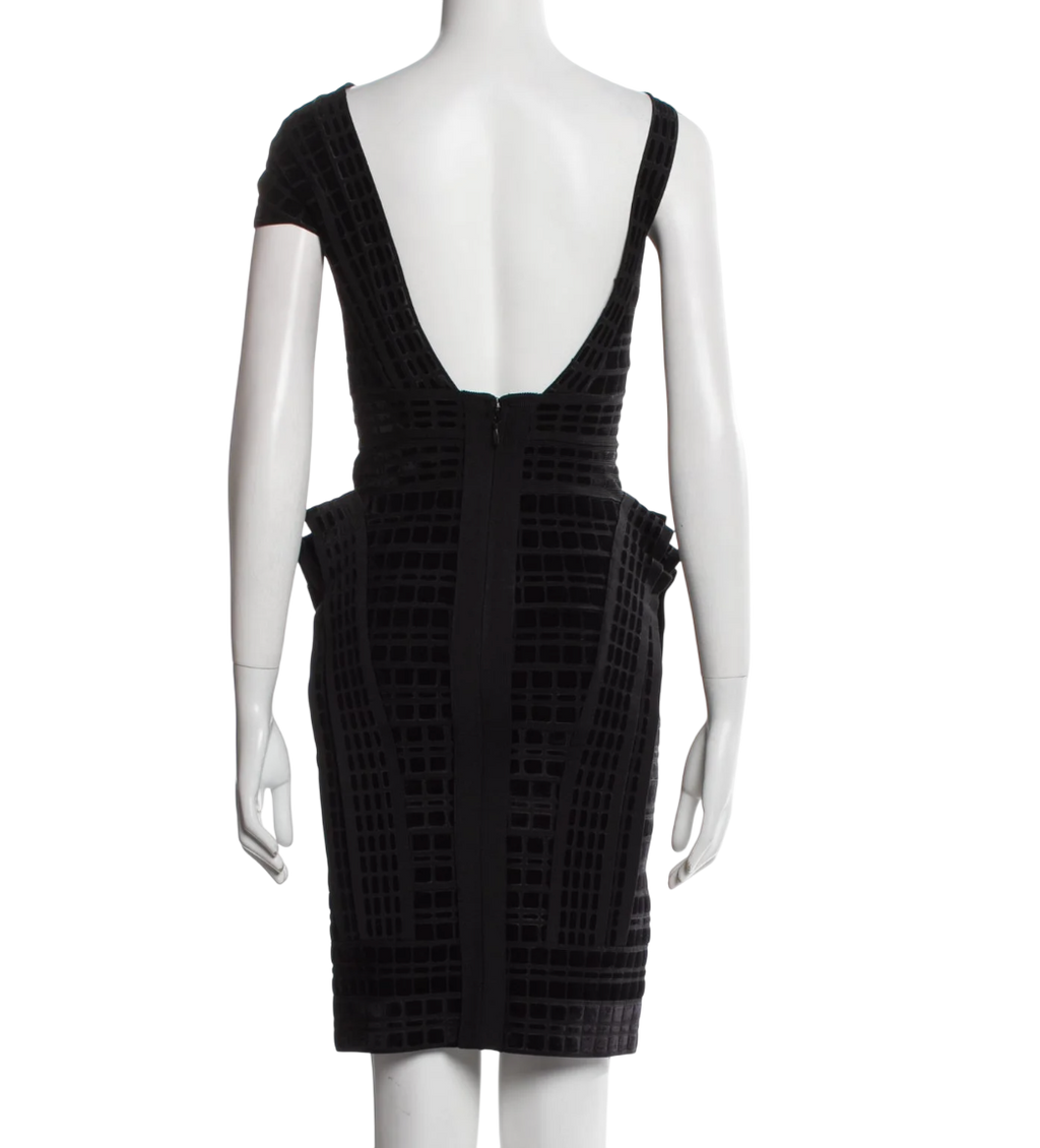 Herve Leger Black Lace Up Bandage Mini Dress UK S