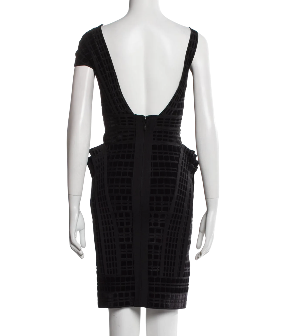 Herve Leger Black Lace Up Bandage Mini Dress UK S