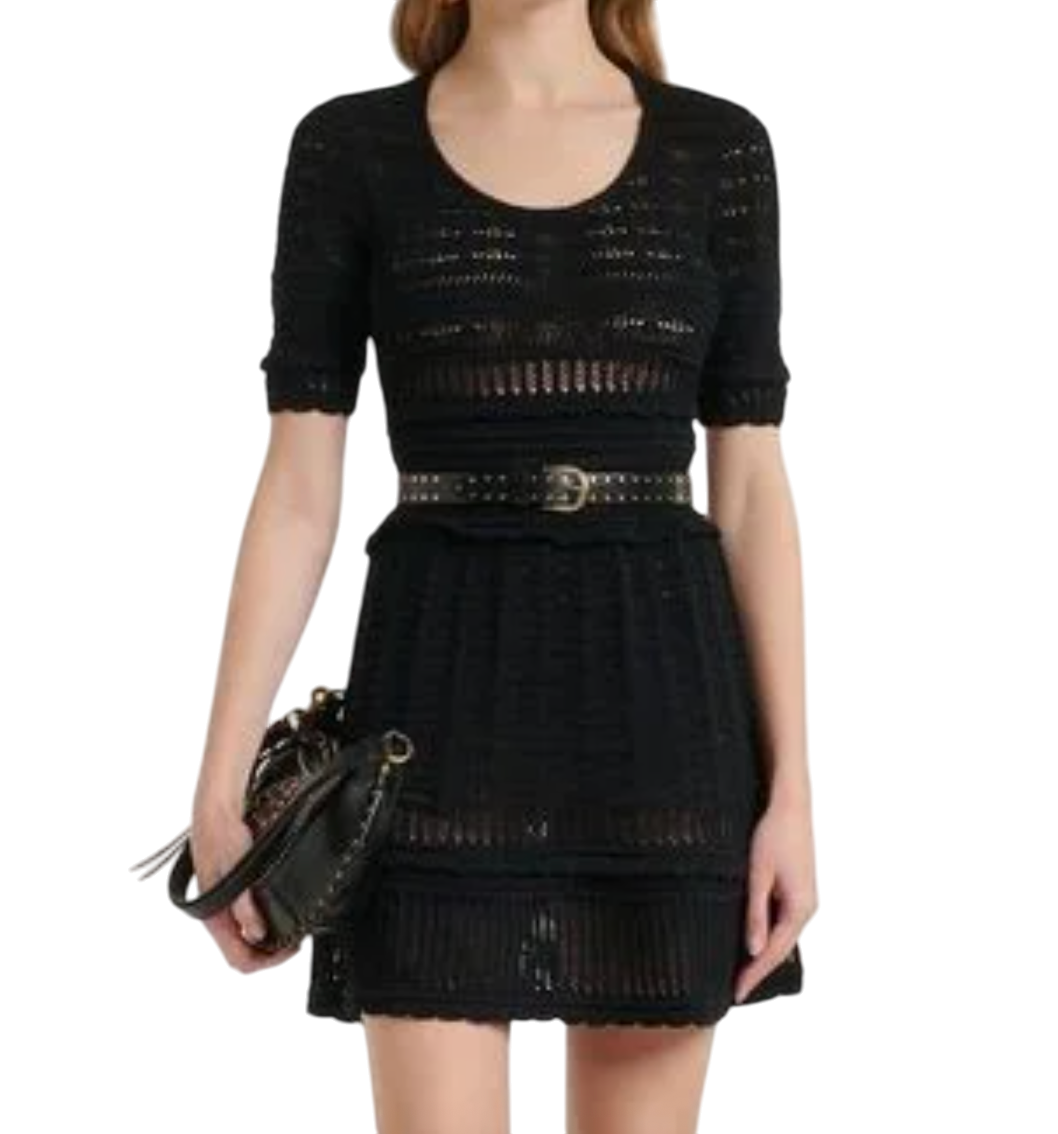 Isabel Marant Black Abril Knitted Cotton Minidress UK 8