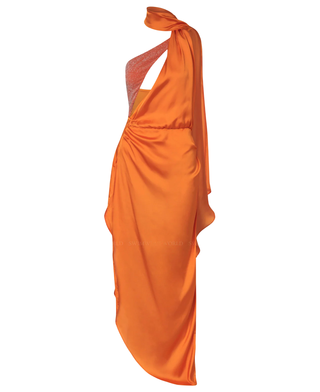 Baobab Orange Asaka One-shoulder draped Dress UK S