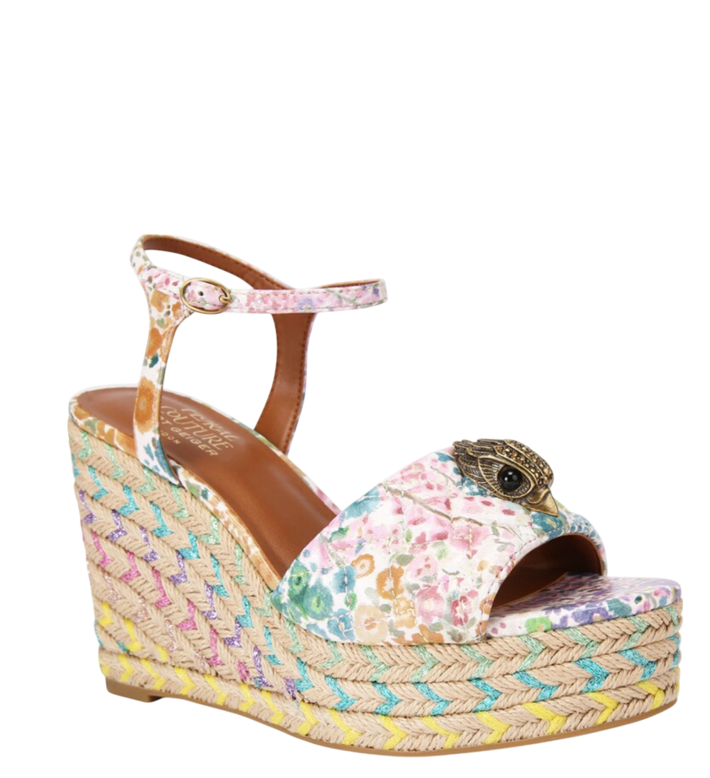 Kurt Geiger Multicolour Floral Couture Wedge Sandals UK 3