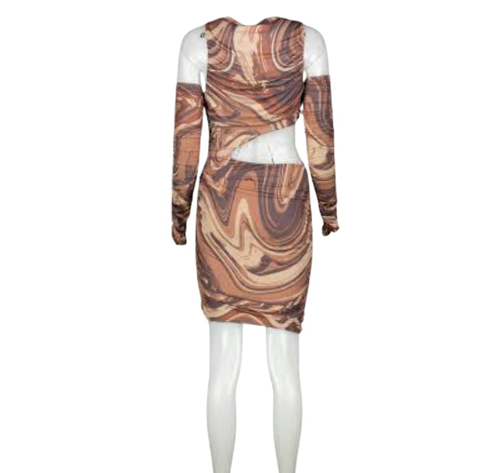 Missguided Brown Marble Slinky Bodycon dress UK 8