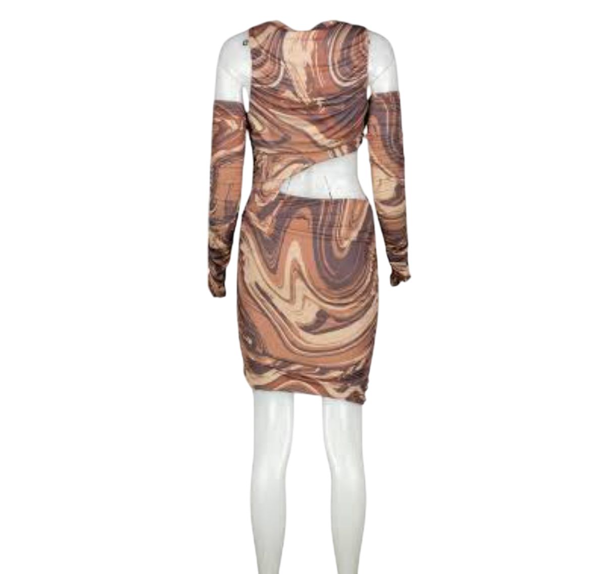 Missguided Brown Marble Slinky Bodycon dress UK 8