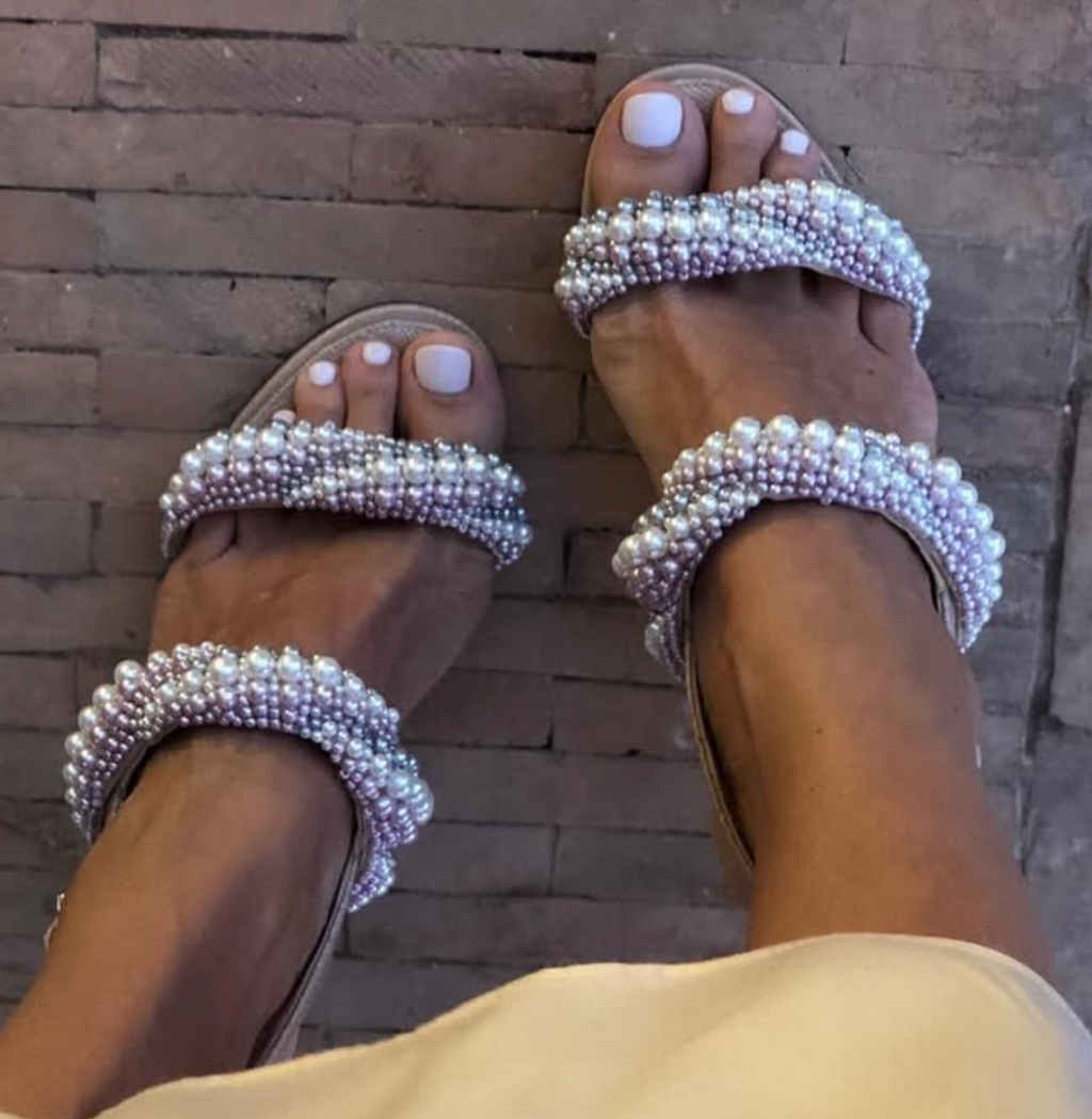 Chanel Beige Leather Fantasy Pearl Strap CC Sandals UK 6.5 EU 39.5 👠