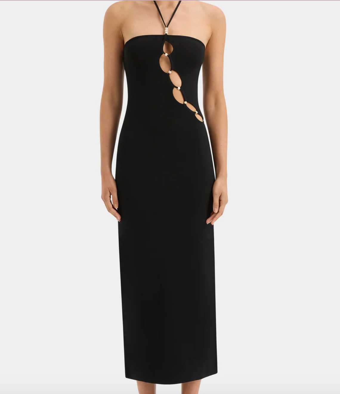 SIR. The Label Black Salvador Beaded Halter Dress UK 10