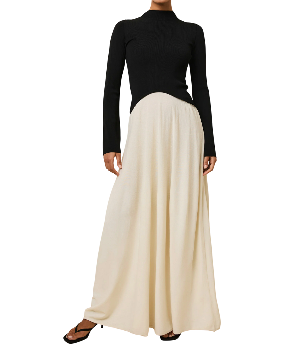 Solid & Striped Black Soglio Dress Ecru / Noir UK XS