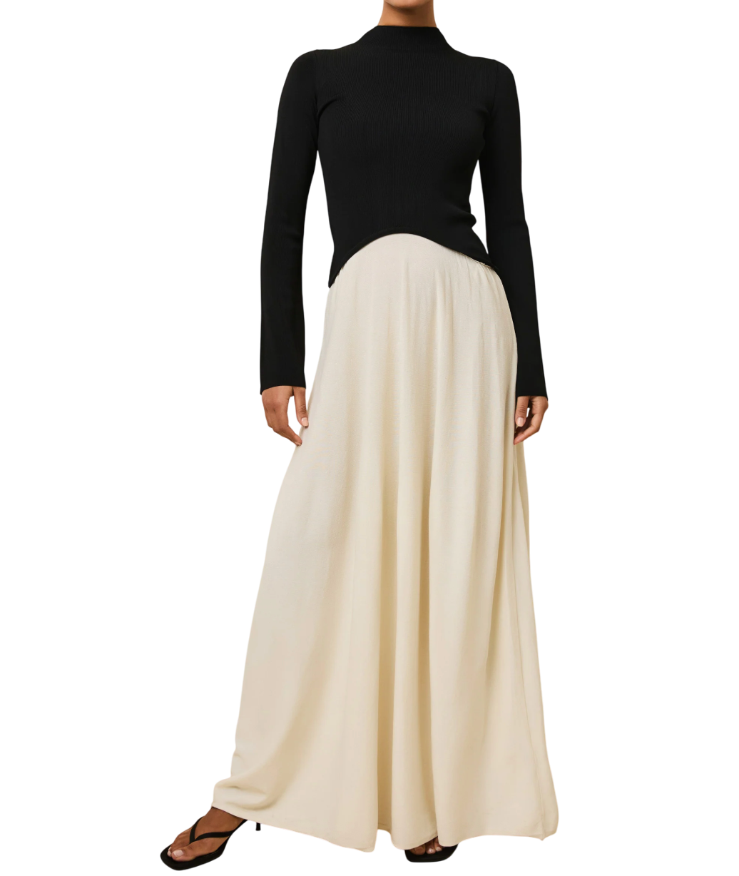 Solid & Striped Black Soglio Dress Ecru / Noir UK XS