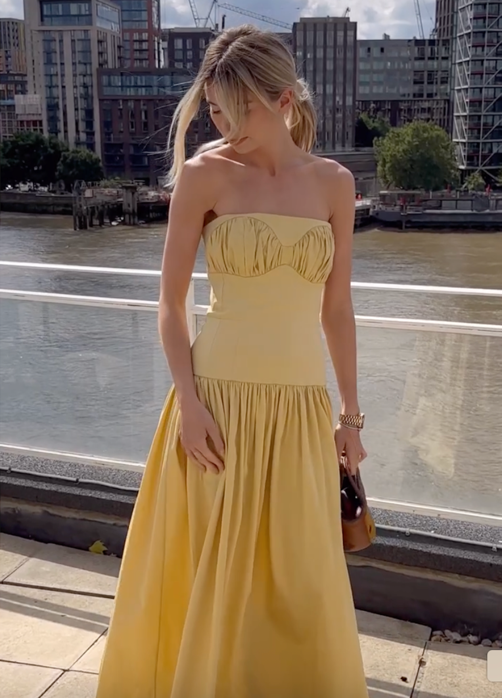 TOVE Butter Yellow Lauryn Strapless Midi Dress Fr34 UK 6