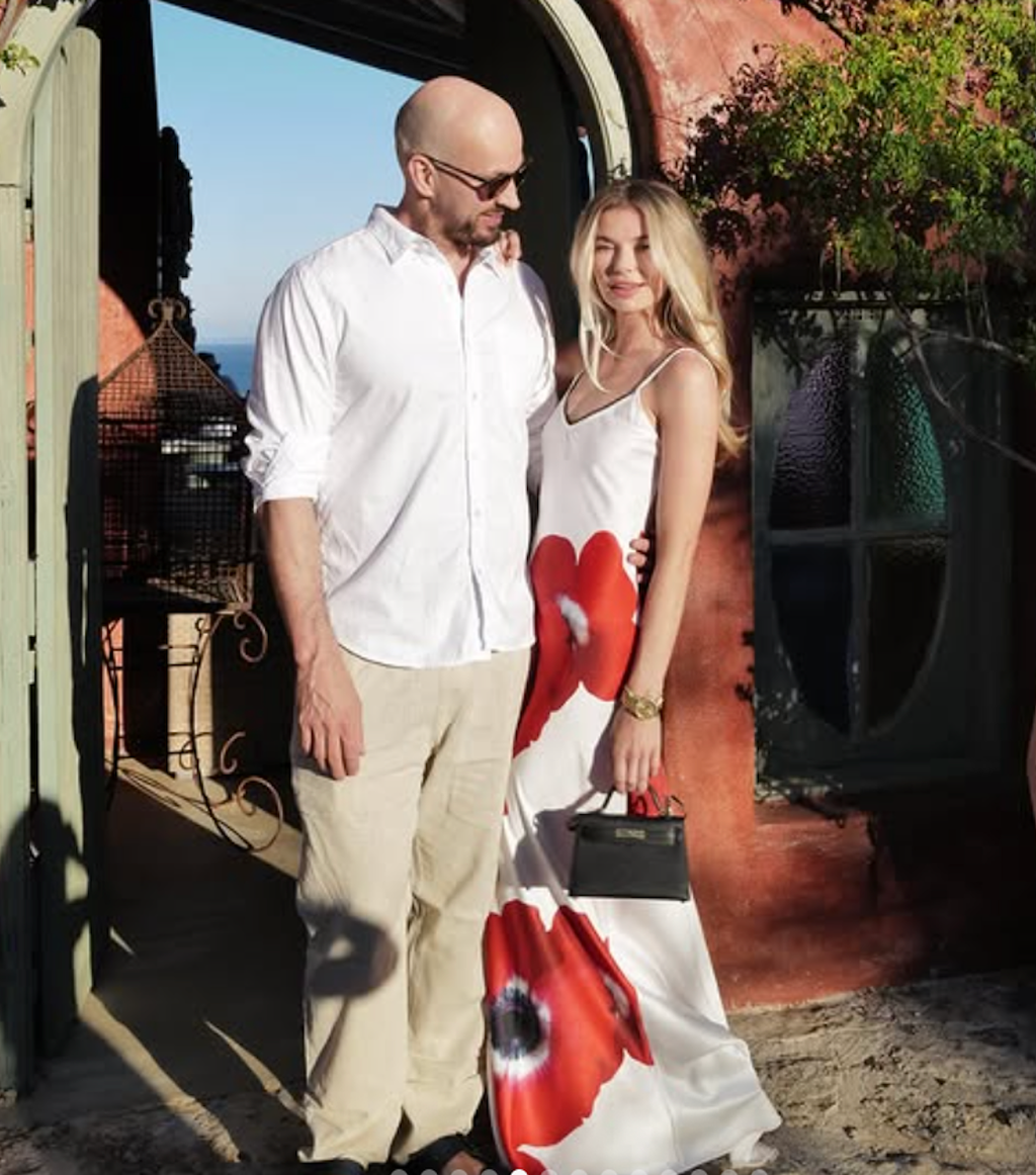 Serena Bute White Satin Poppy Printed Slip Maxi Dress UK 6