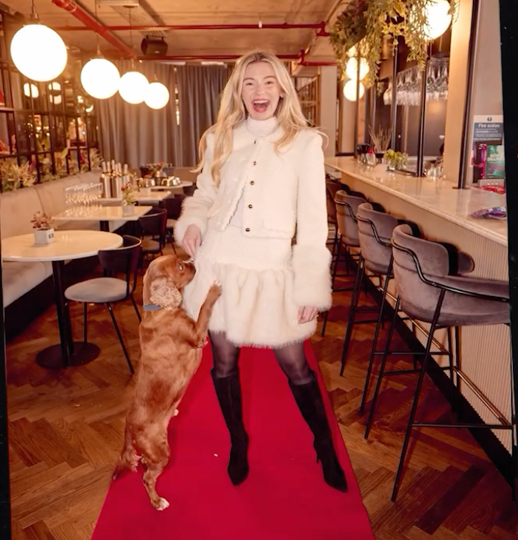 AKNVAS Cream 2-piece Barnette Faux Fur Blazer And Lita Faux Fur Skirt Set Us0 UK 4