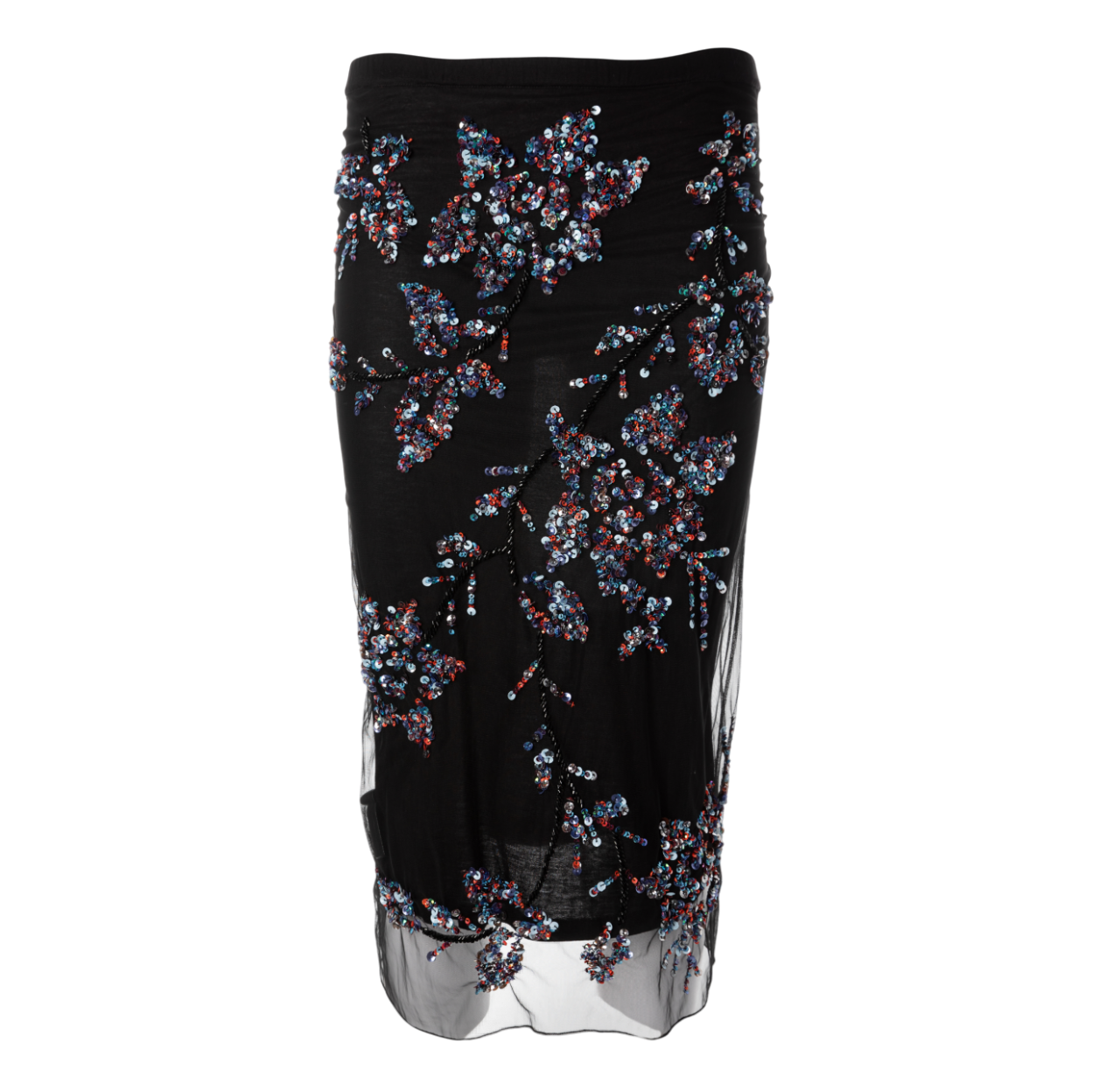 Pinko Black Floral Sequin Skirt UK S