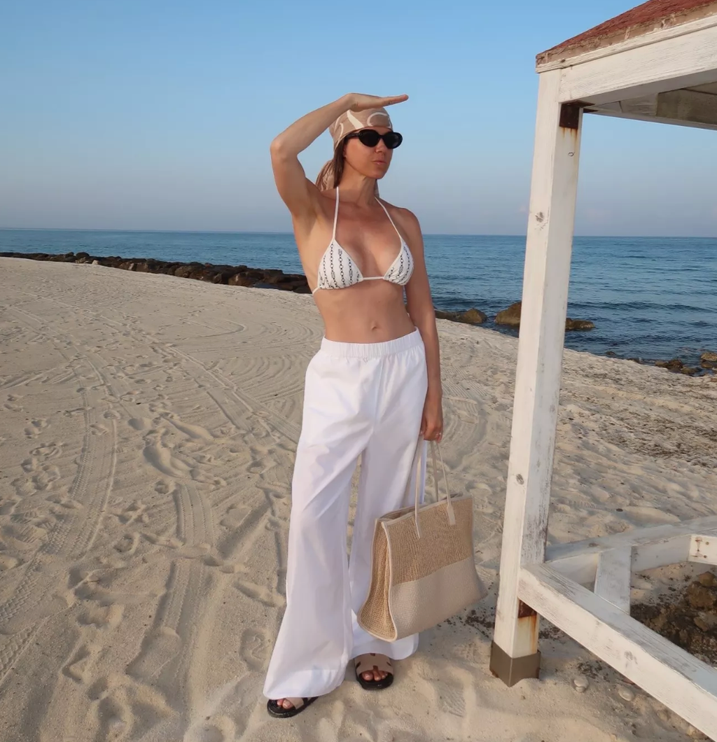 Tommy Hilfiger Cream City Summer Large Woven Tote / Beach Bag