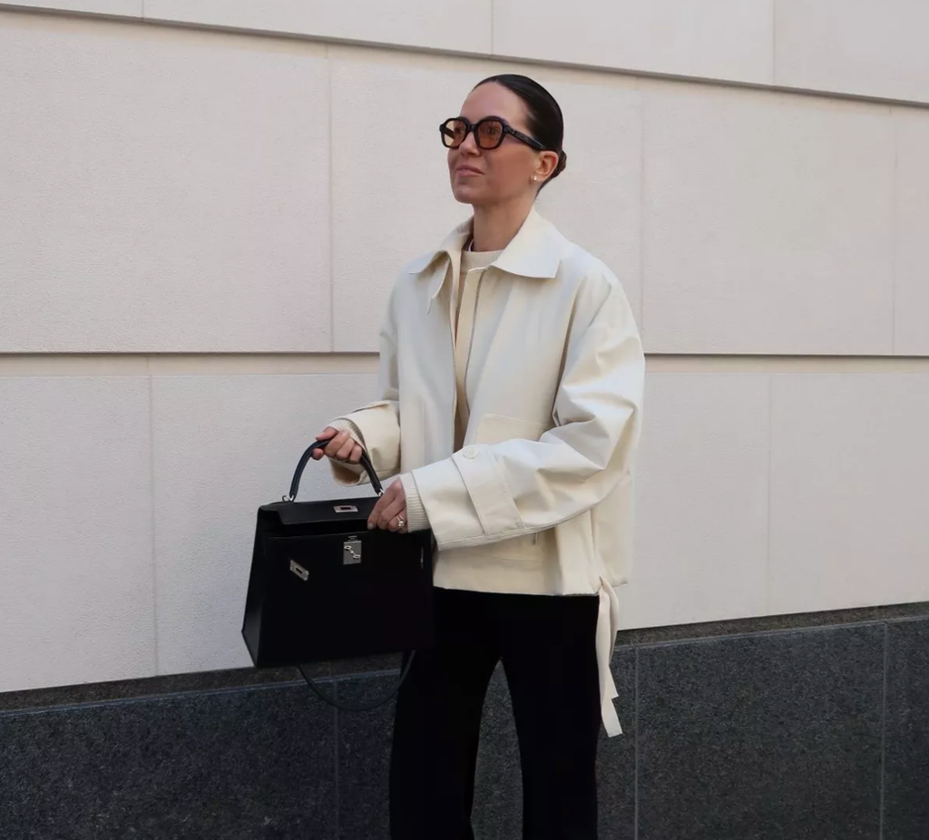 MANGO Cream Lightweight Biker Jacket UK S