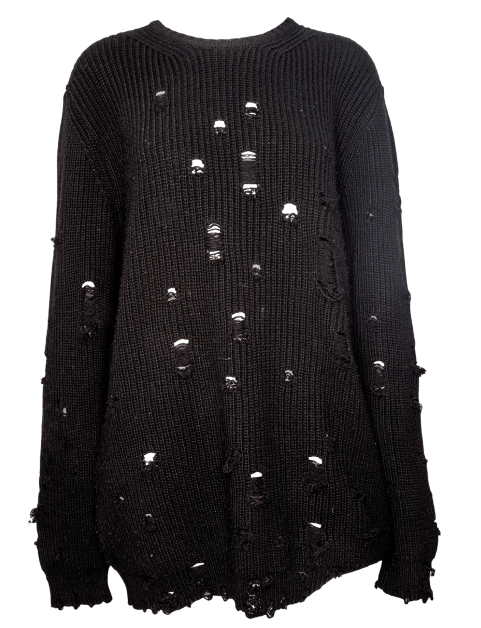 Family First Black X Xenia Distressed Knit Jumper UK L