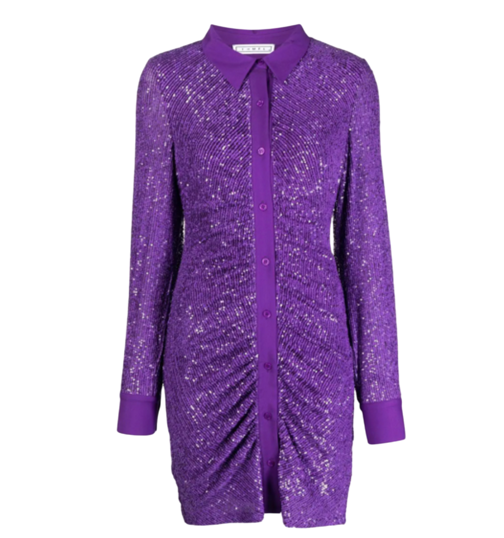 IN THE MOOD FOR LOVE In The Mood For Love Sequin Ruched Shirt Dress UK M