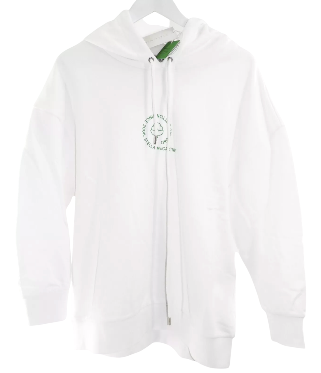 Stella McCartney White Oversize Organic Cotton Logo Hoodie UK XS