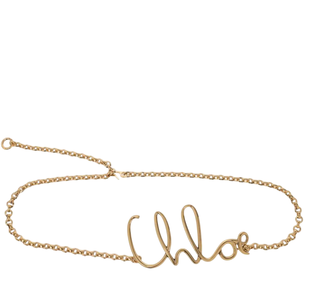 CHLOE Gold Iconic Logo Chain Belt One Size