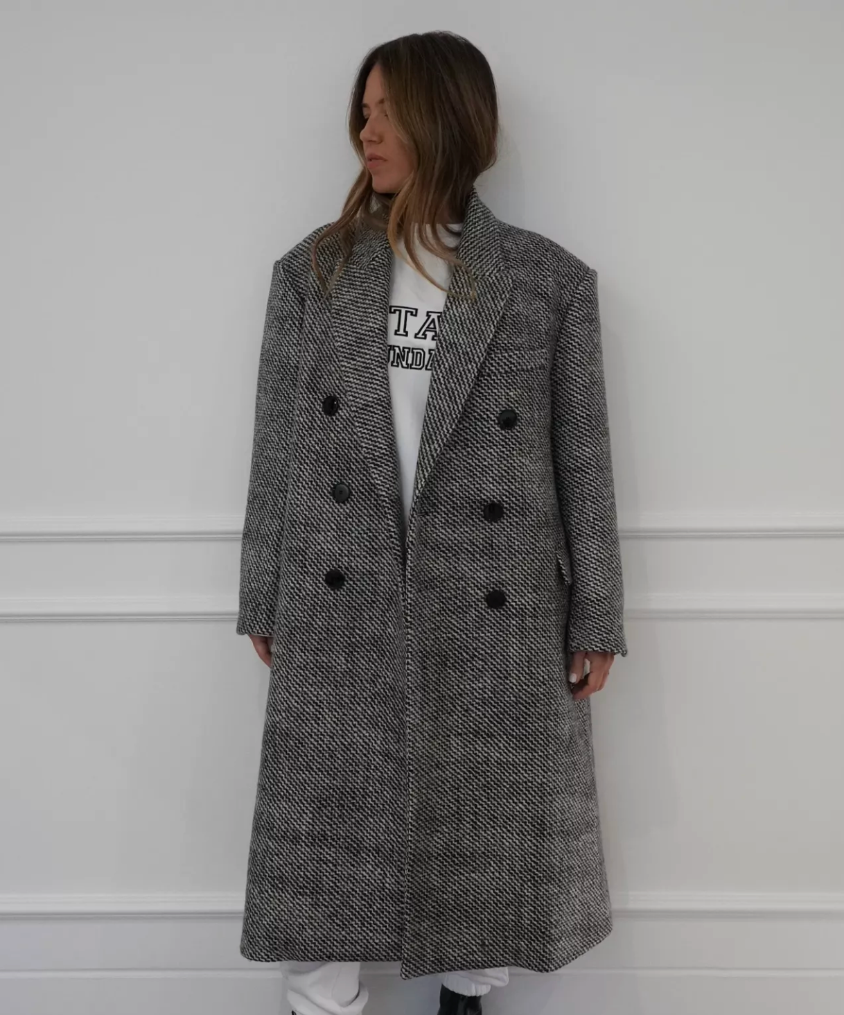 Isabel Marant Black / White Lojimiko Oversized Wool-blend Coat Fr40 UK 12
