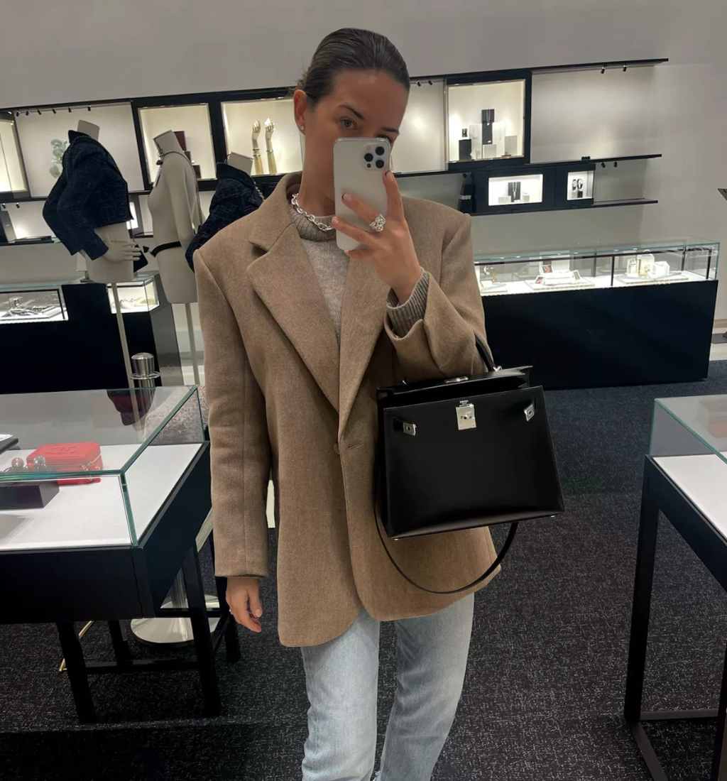 SANDRO PARIS Beige Oversize Wool Blend Blazer Fr40 UK 12