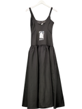 4th & Reckless Structured Satin Scoop Neck Dropped Waist Maxi Dress In Black UK 6