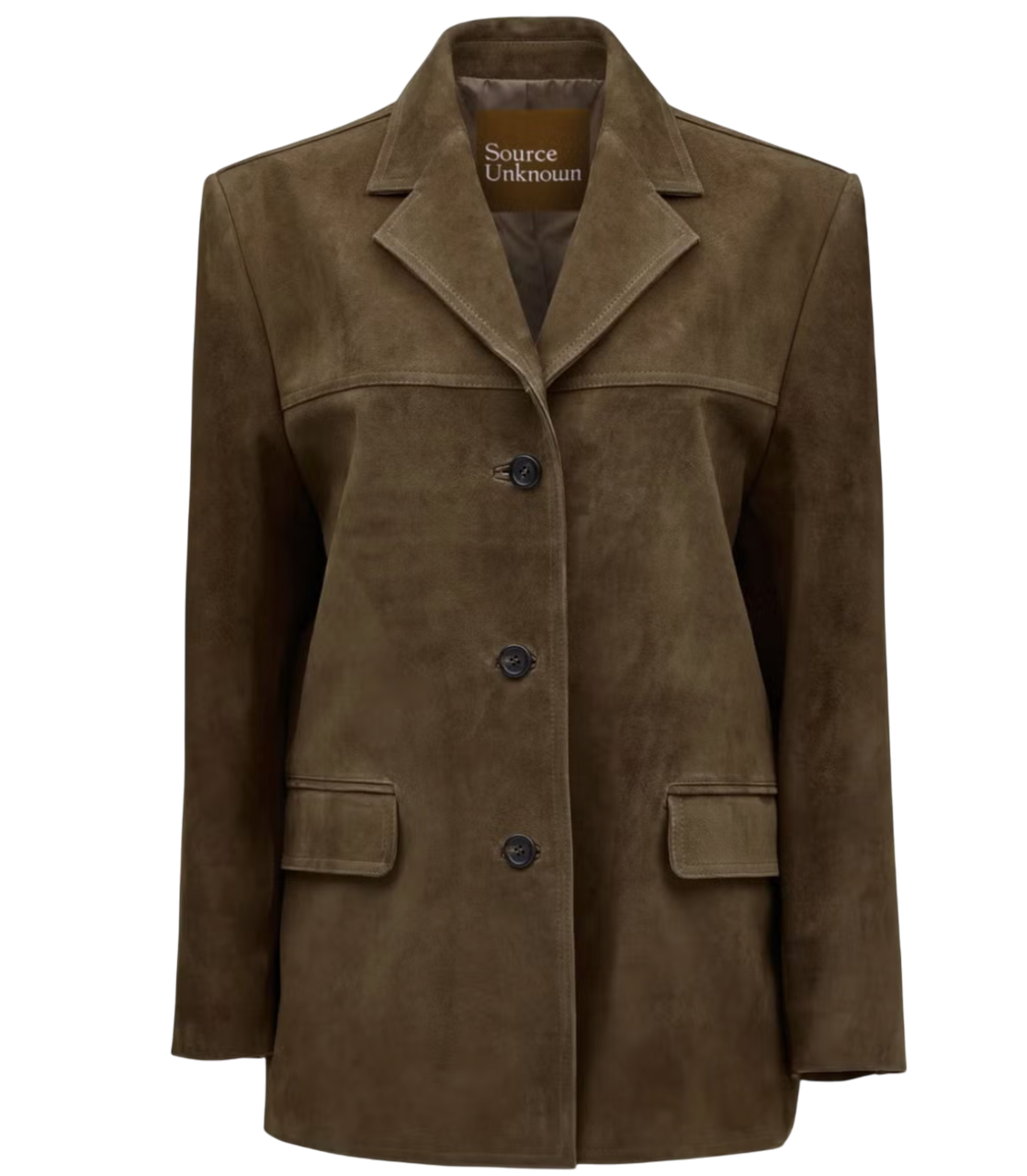 SOURCE UNKNOWN Hailey Lambskin Suede Blazer, Pecan Brown One Size
