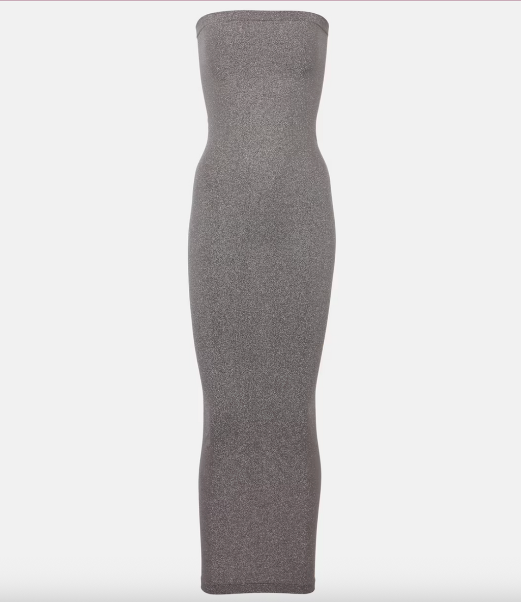 Wolford Grey Fading Shine Strapless Midi Dress UK S