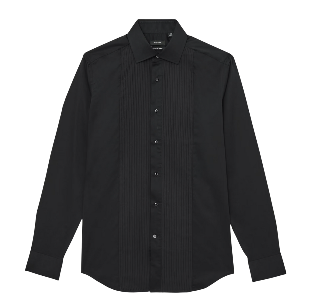REISS Black Marcel Slim Fit Cotton Dinner Shirt UK M