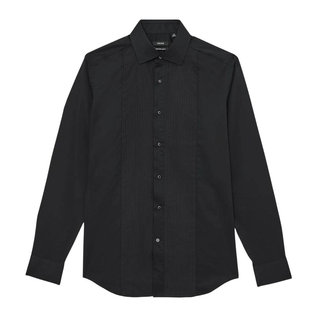 REISS Black Marcel Slim Fit Cotton Dinner Shirt UK M