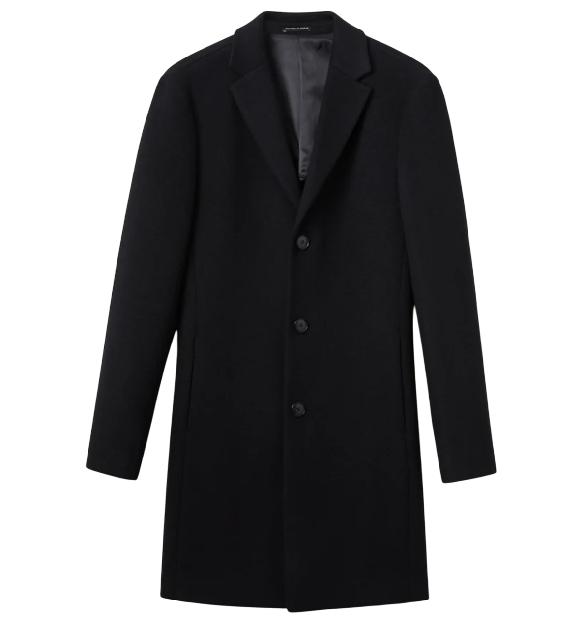 REISS Black Wool-blend Single-breasted Overcoat UK S